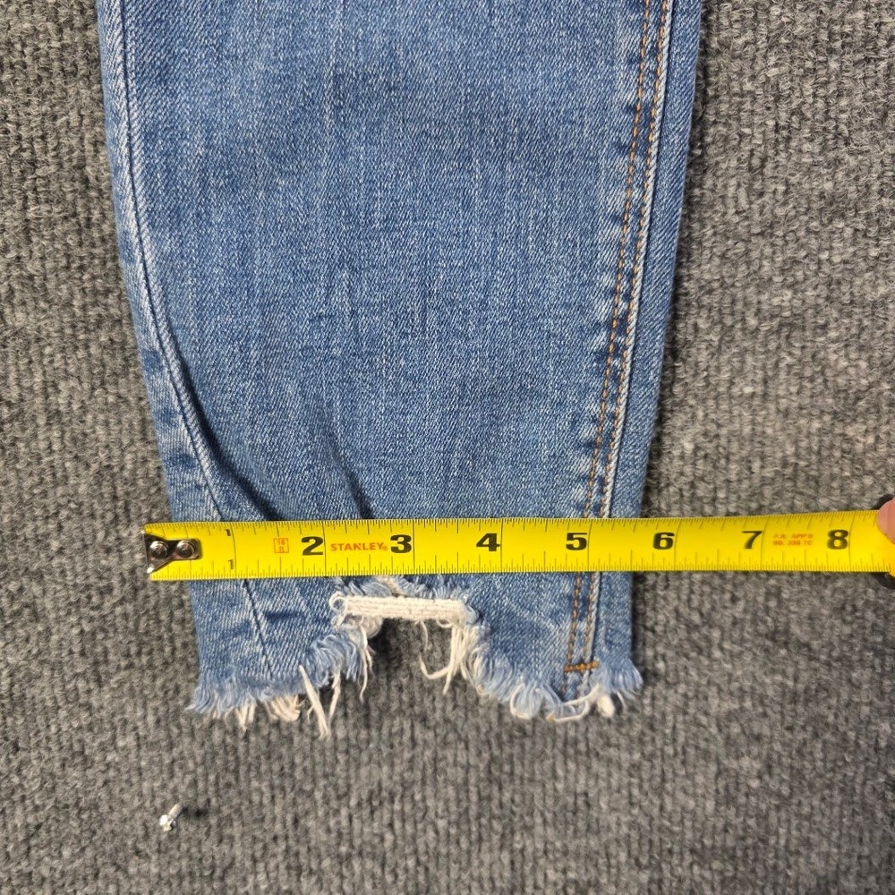 Zara The Skinny Jeans Womens‎ 6 Medium Wash Distressed Frayed Stepped Hem Blue - Picture 10 of 12
